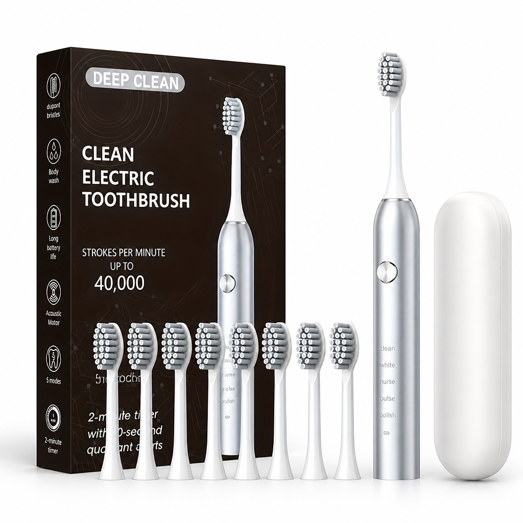 USB Rechargeable 5-Mode Soft-Bristle Electric Toothbrush