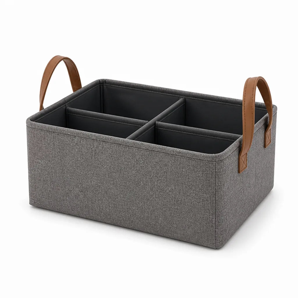 Polyester Storage Basket with Multiple Compartments and Carrying Handles