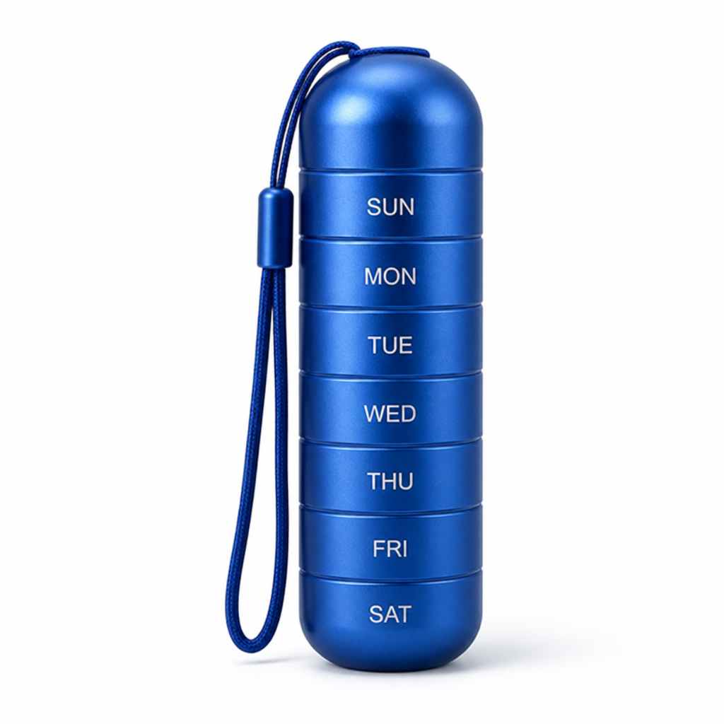 Shockproof Aluminum Silicone-Seal Pill Organizer (7-Day)