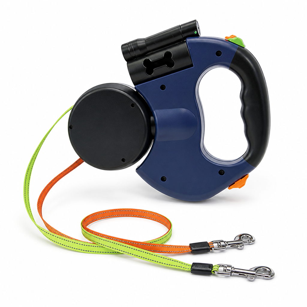 360° Swivel Tangle-Free Reflective Dual Retractable Dog Leash