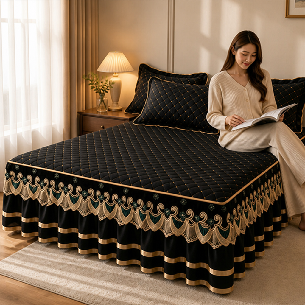 LuxeRuffle™ — Transform Your Bed into a Cloud of Cozy Elegance That Never Slips or Slides
