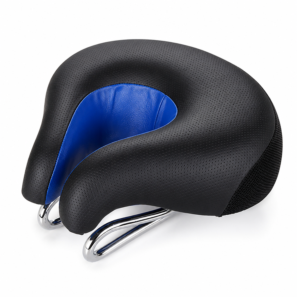Noseless Ergonomic Spring-Suspended Mountain Bike Saddle (20 x 18 cm)