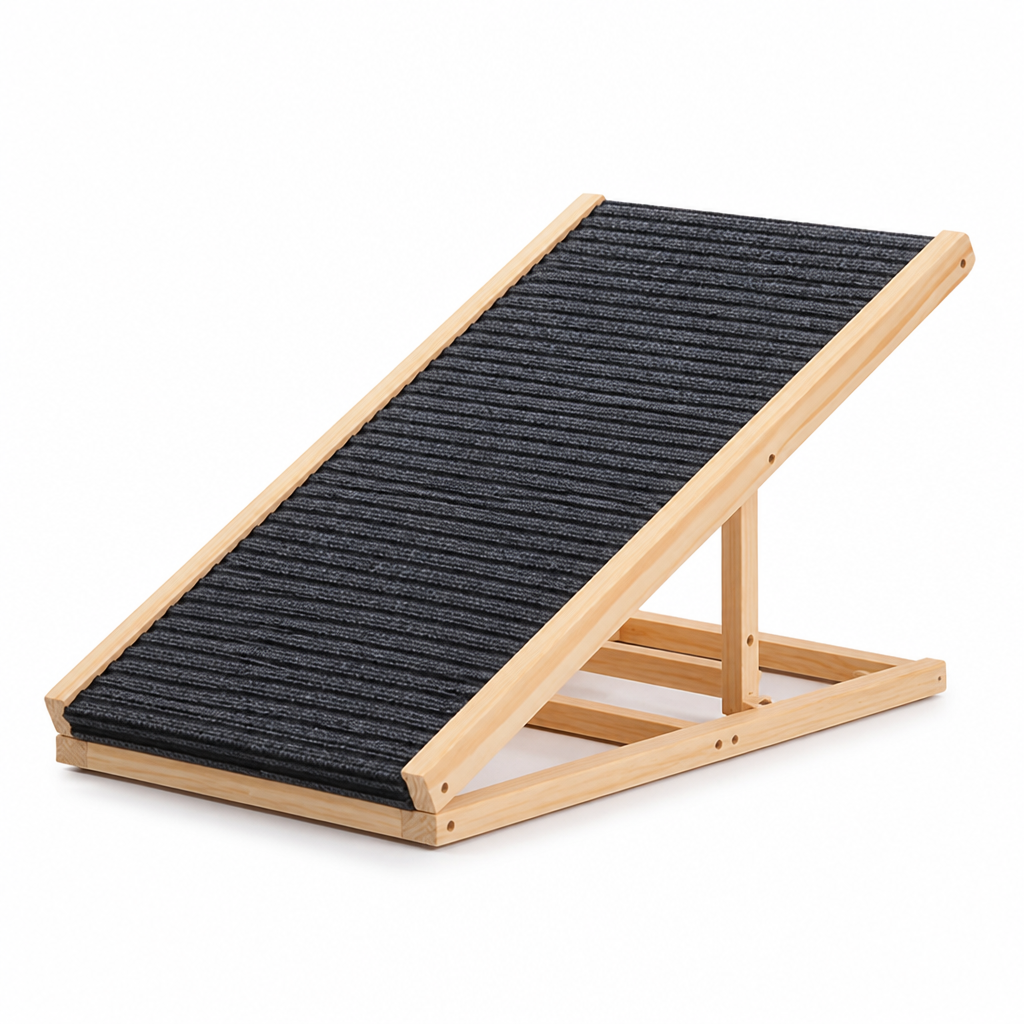 Foldable Adjustable Wooden Pet Ramp (Non-Slip Carpet)