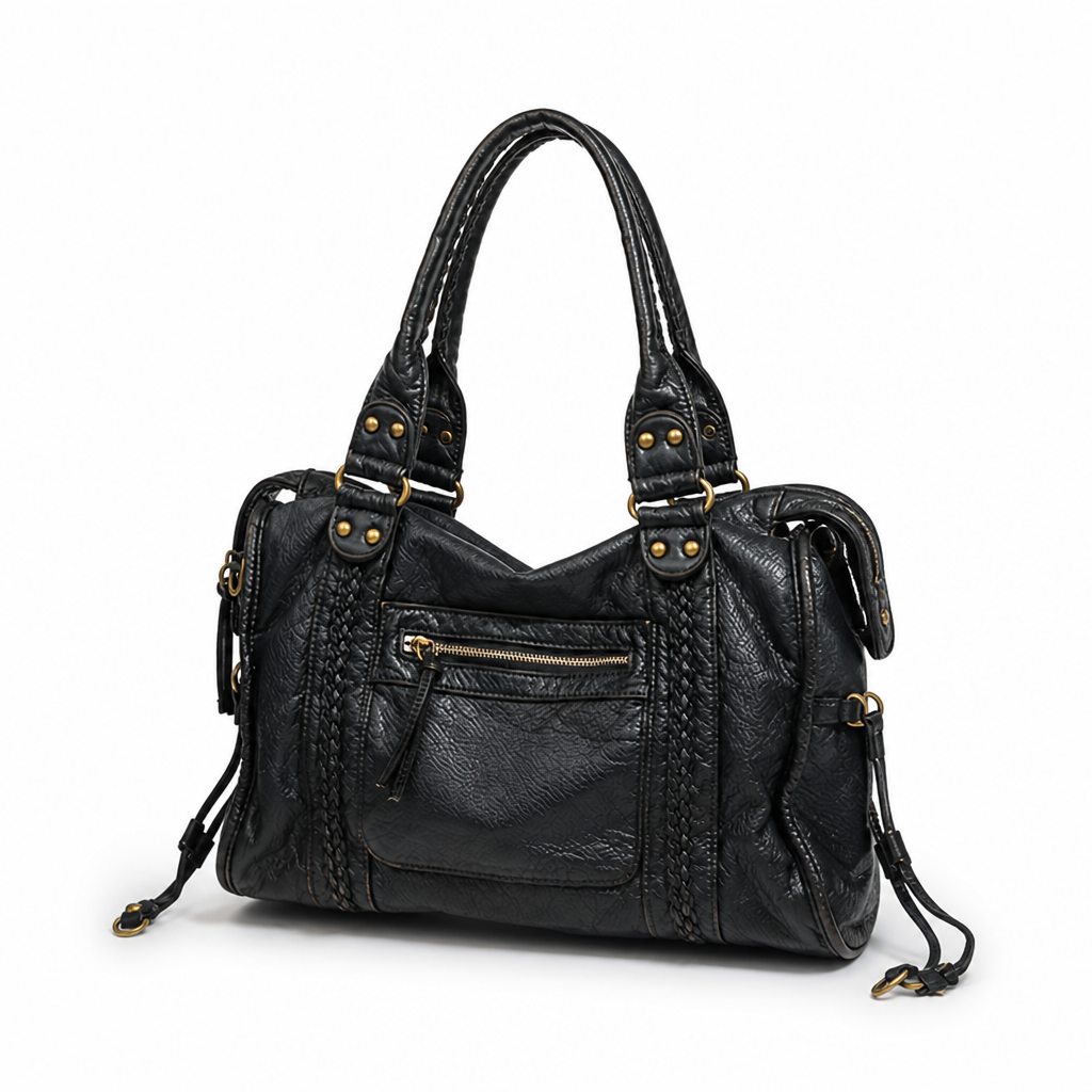 Premium Faux Leather Braided Strap Shoulder Bag (Convertible Crossbody)