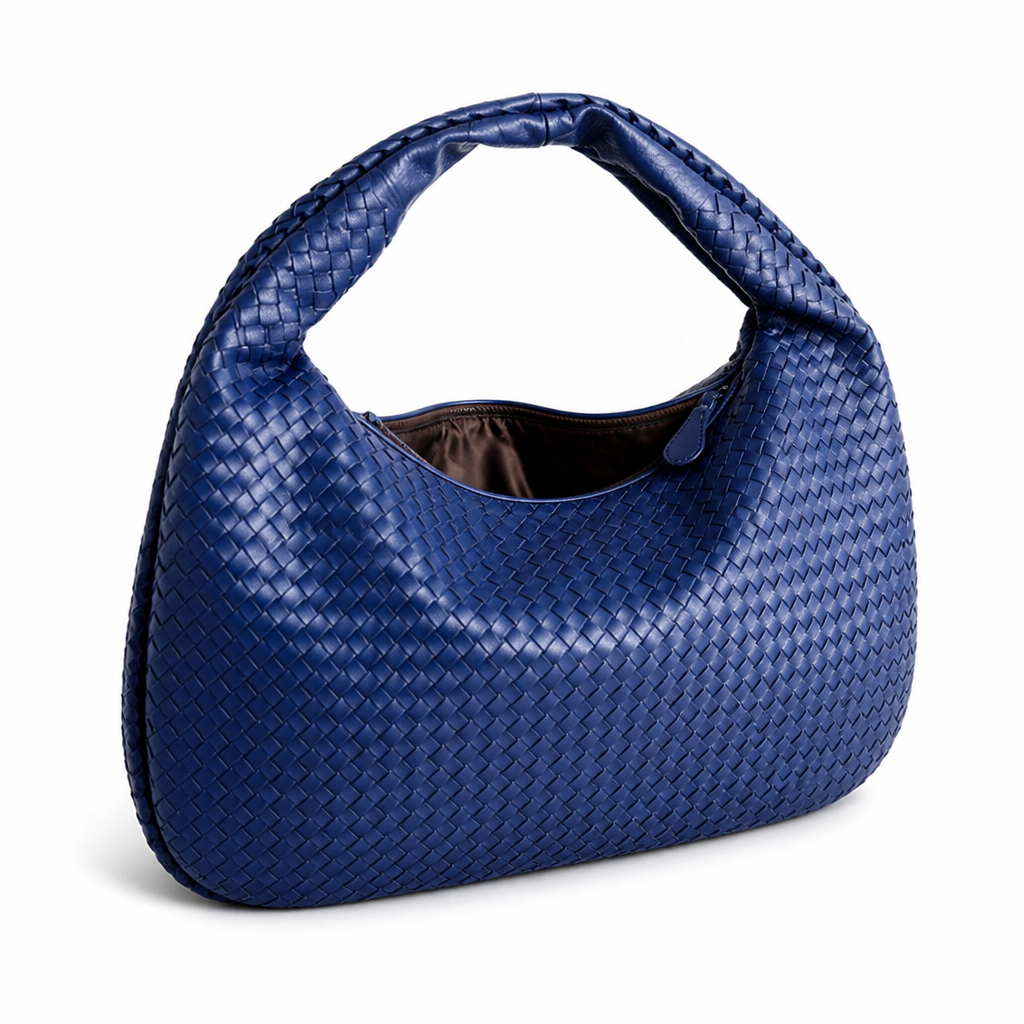 Spacious Vegan Leather Woven Tote Bag