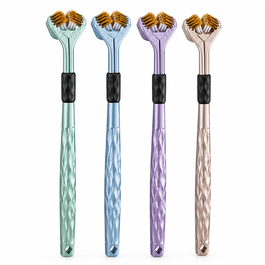 Ergonomic 3-Sided Volcanic Bristle Toothbrush (4-Pack)