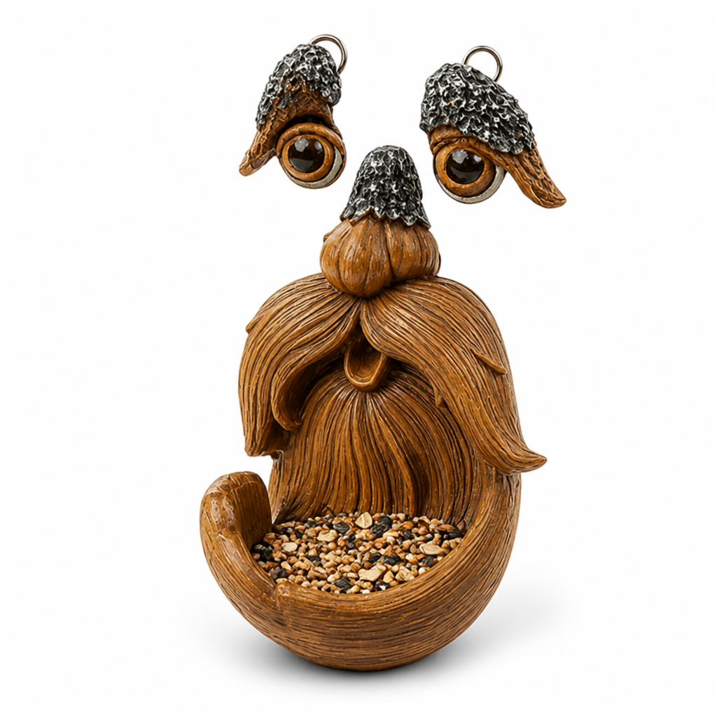 Weatherproof Resin Tree-Face Bird Feeder (Integrated Hanger)
