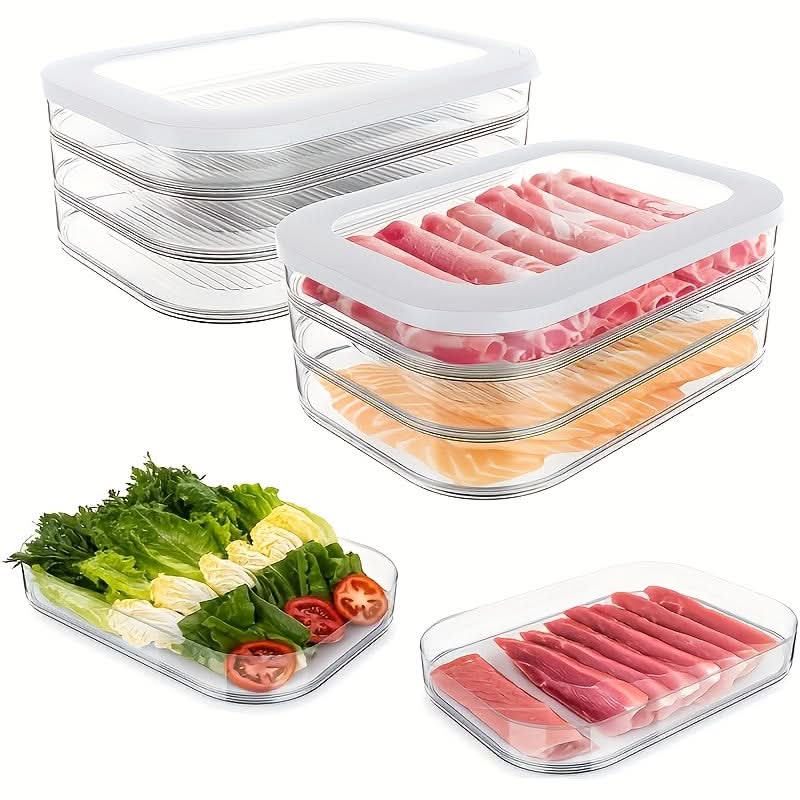 Stackable Food Storage Bins for Organizing Refrigerator and Freezer