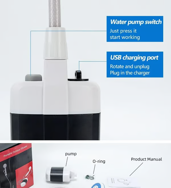 Portable Outdoor Shower with Battery – USB Camping Shower