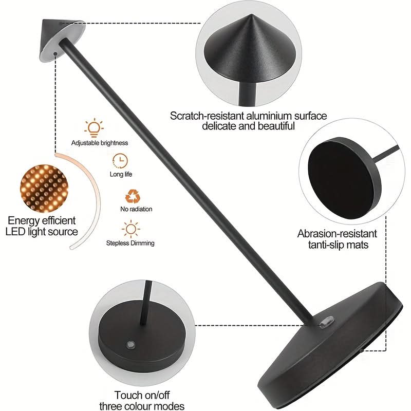 Wireless Rechargeable LED Desk Lamp with Touch Sensor for Ambient Lighting