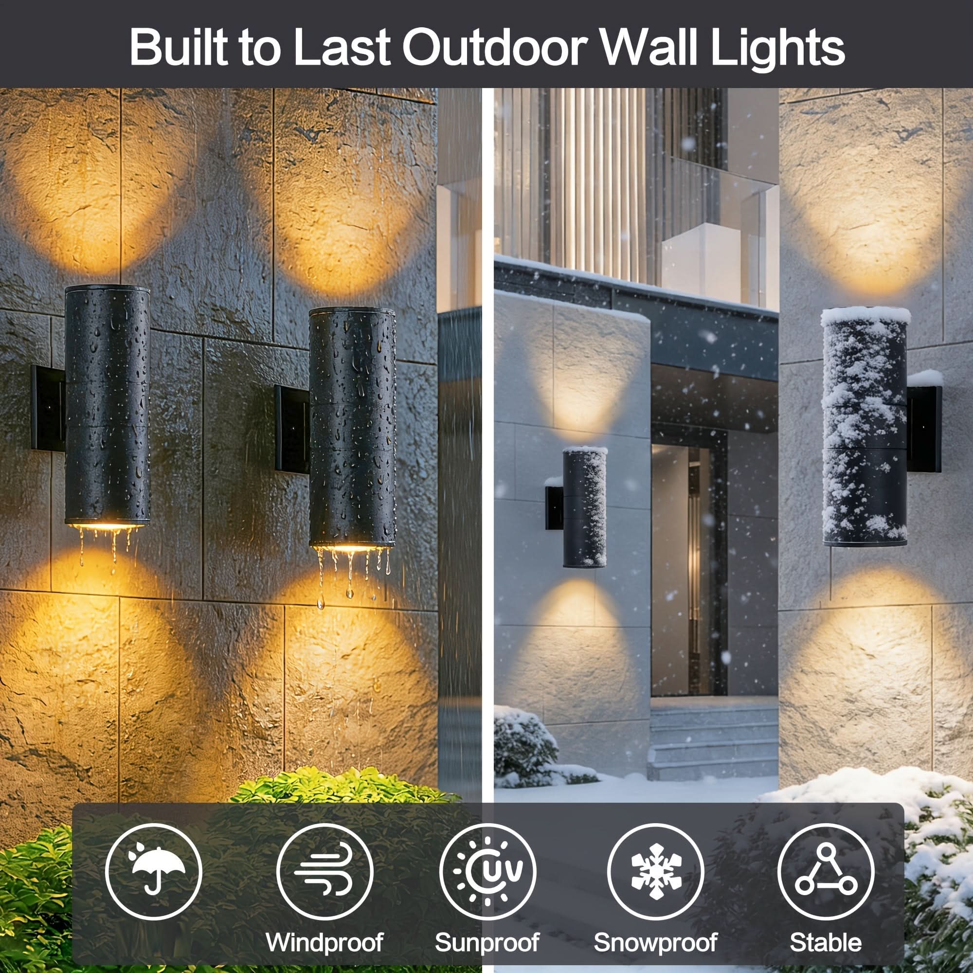 Black Outdoor Wall Light in Cylindrical Shape