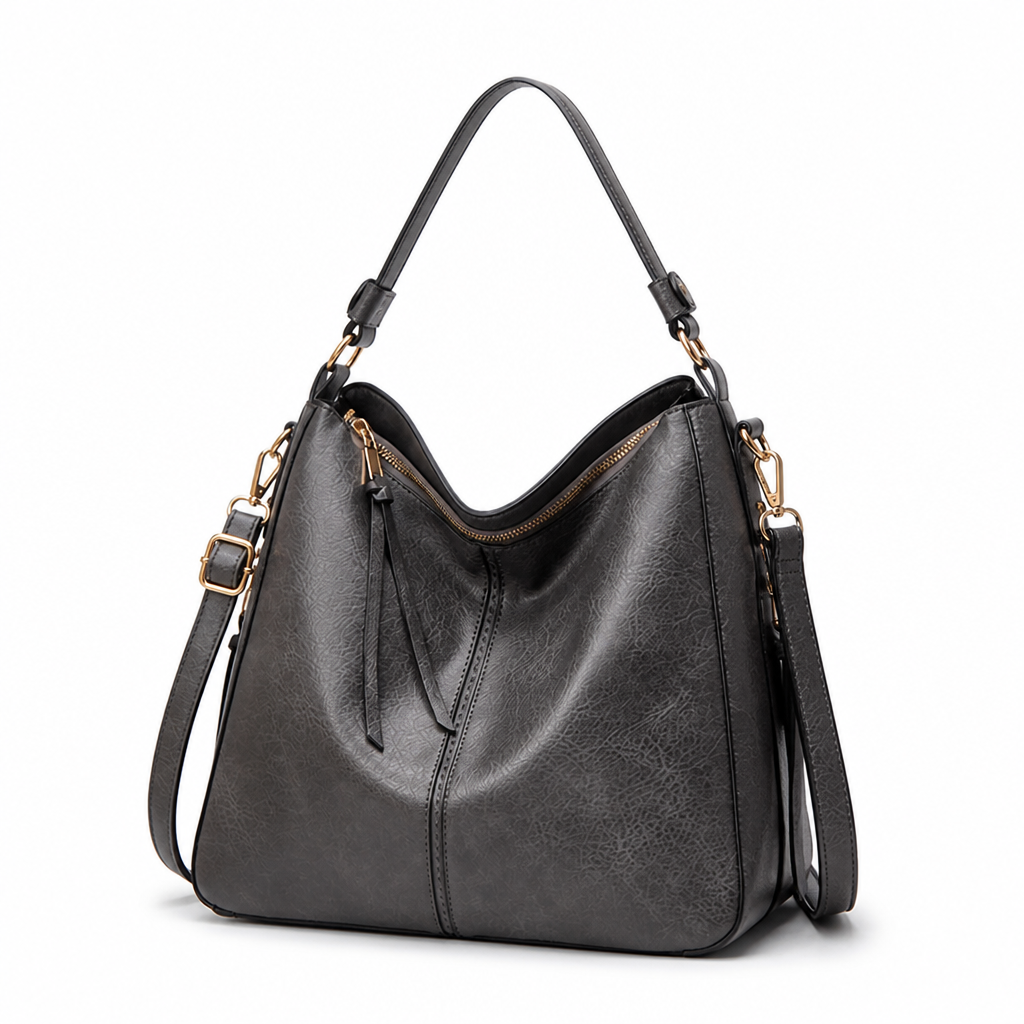 Genuine Leather Gold Hardware Hobo Shoulder Bag