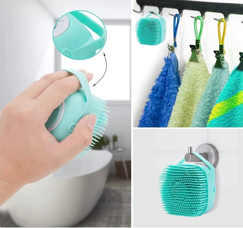 Silicone Pet Grooming Brush with Built-in Shampoo Dispenser