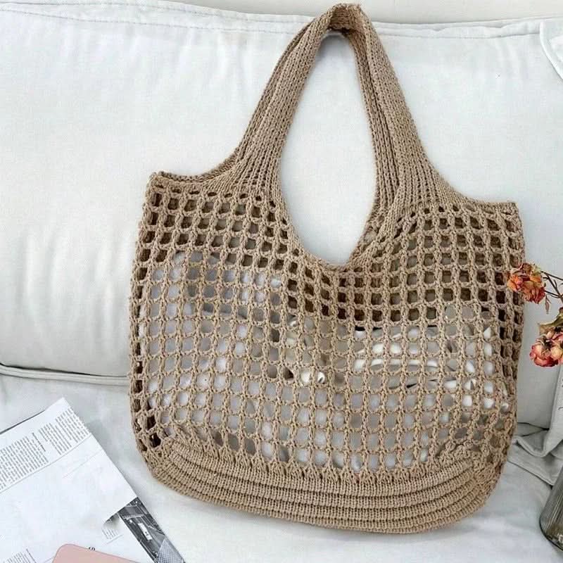 Crochet Beach Tote Bag with Woven Design