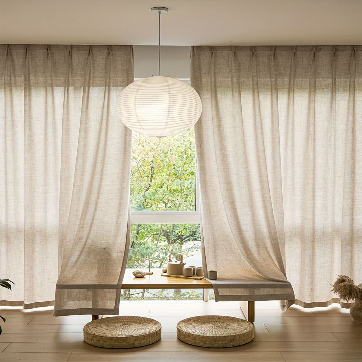 Minimalist Japanese-Style Sheer Curtains for Elegant Light Filtering