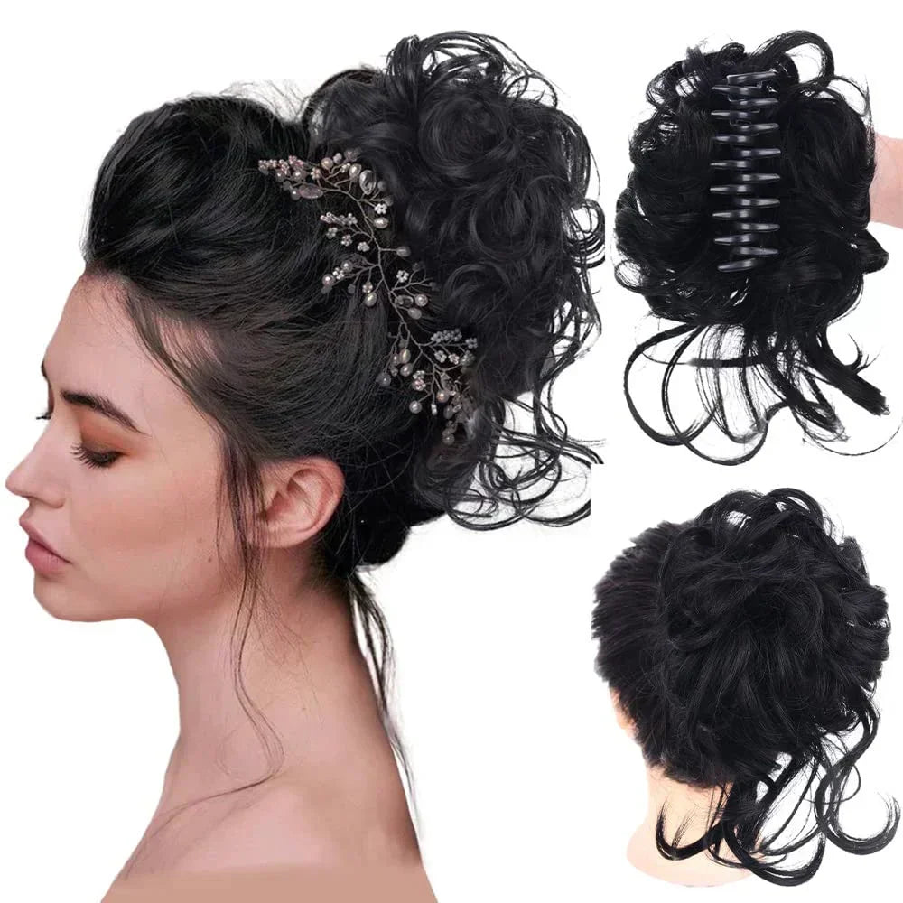 Curly Hair Bun Extension for Natural Volume - Clip-In Style