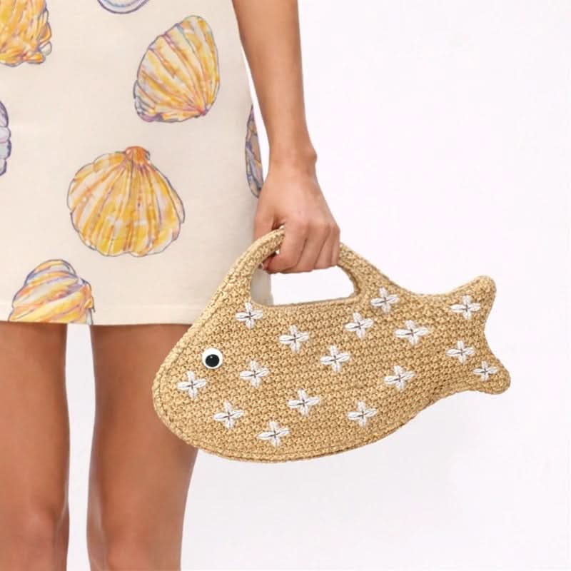 Raffia Clutch Bag in Fish Shape Design