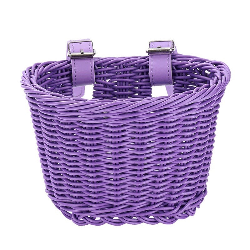 Handwoven Braided Adjustable-Strap Bicycle Basket