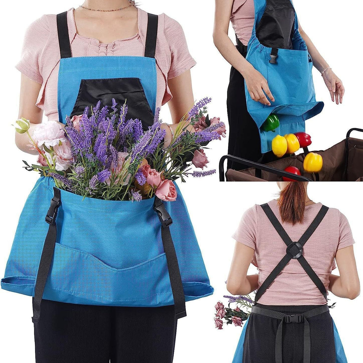 Adjustable Waist Garden Apron with Cross Back Straps and Oxford Material