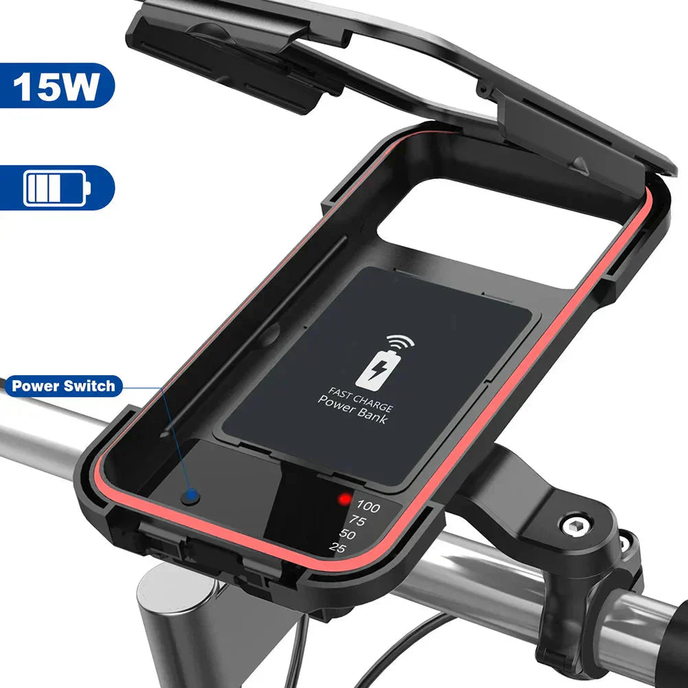 Wireless Charging Bicycle Phone Mount – Waterproof Design