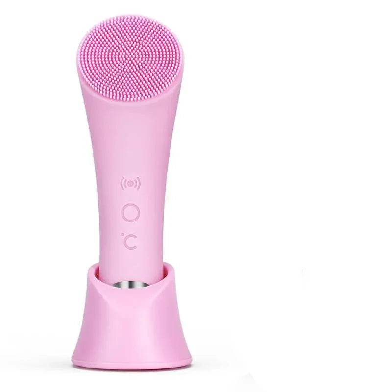 Silicone Bristle Facial Cleanser with Heated Tip and 5 Vibration Settings