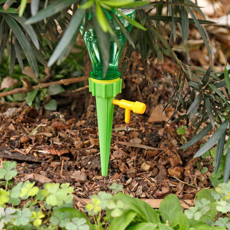 Set of 6 Plant Watering Devices with Bottle Adapter and Control Valve