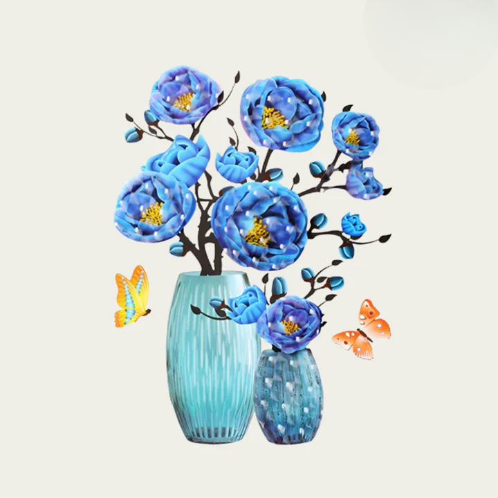 Self-Adhesive Wall Decor with Flower and Butterfly Stickers