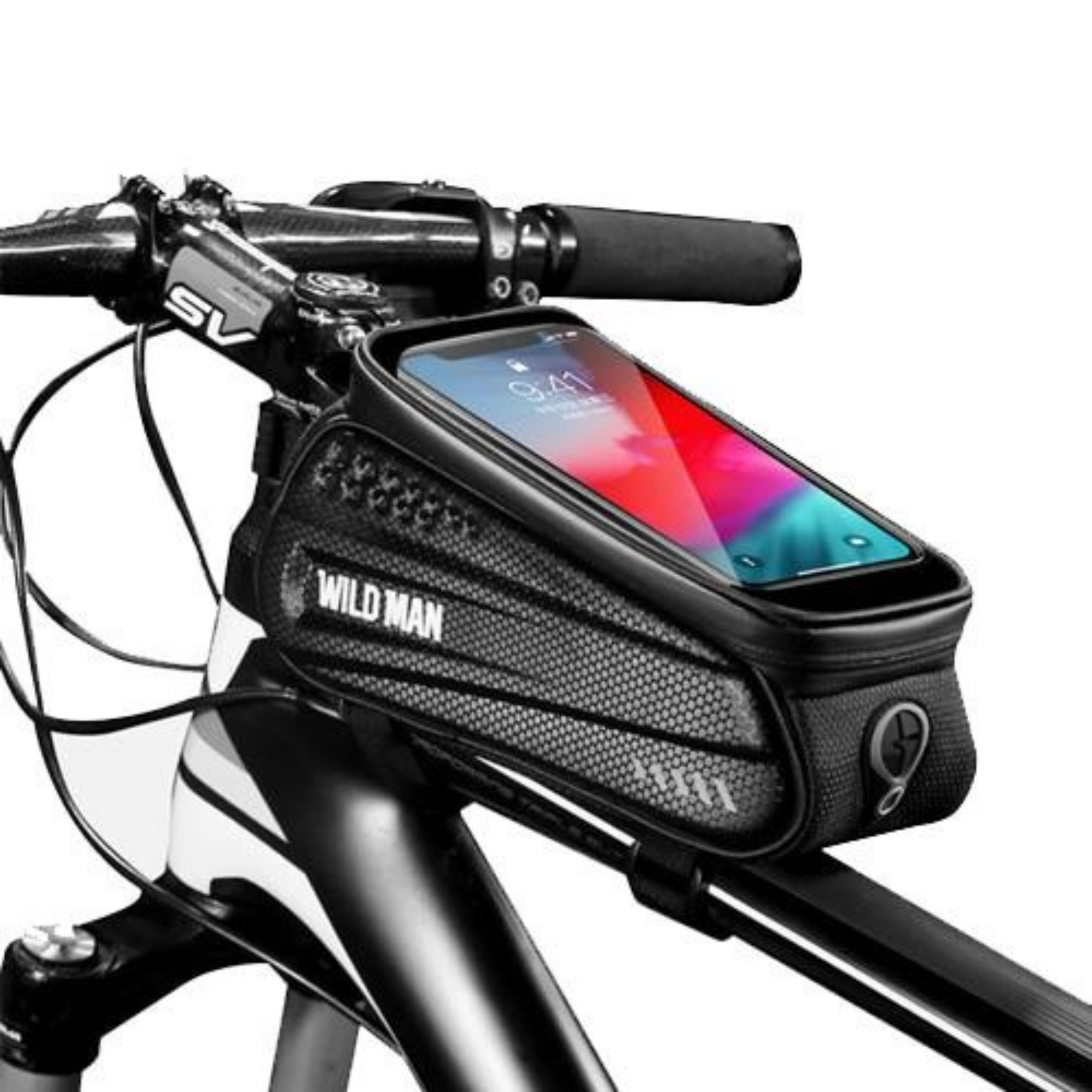 Bike Frame Bag with Waterproof Hardcase – Touchscreen Window & Headphone Port