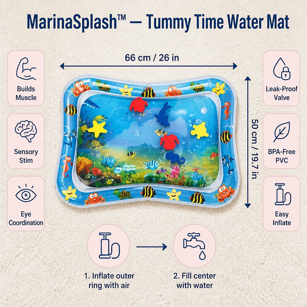 MarinaSplash™ — Transform Tummy Time Tears Into 10 Minutes of Giggles
