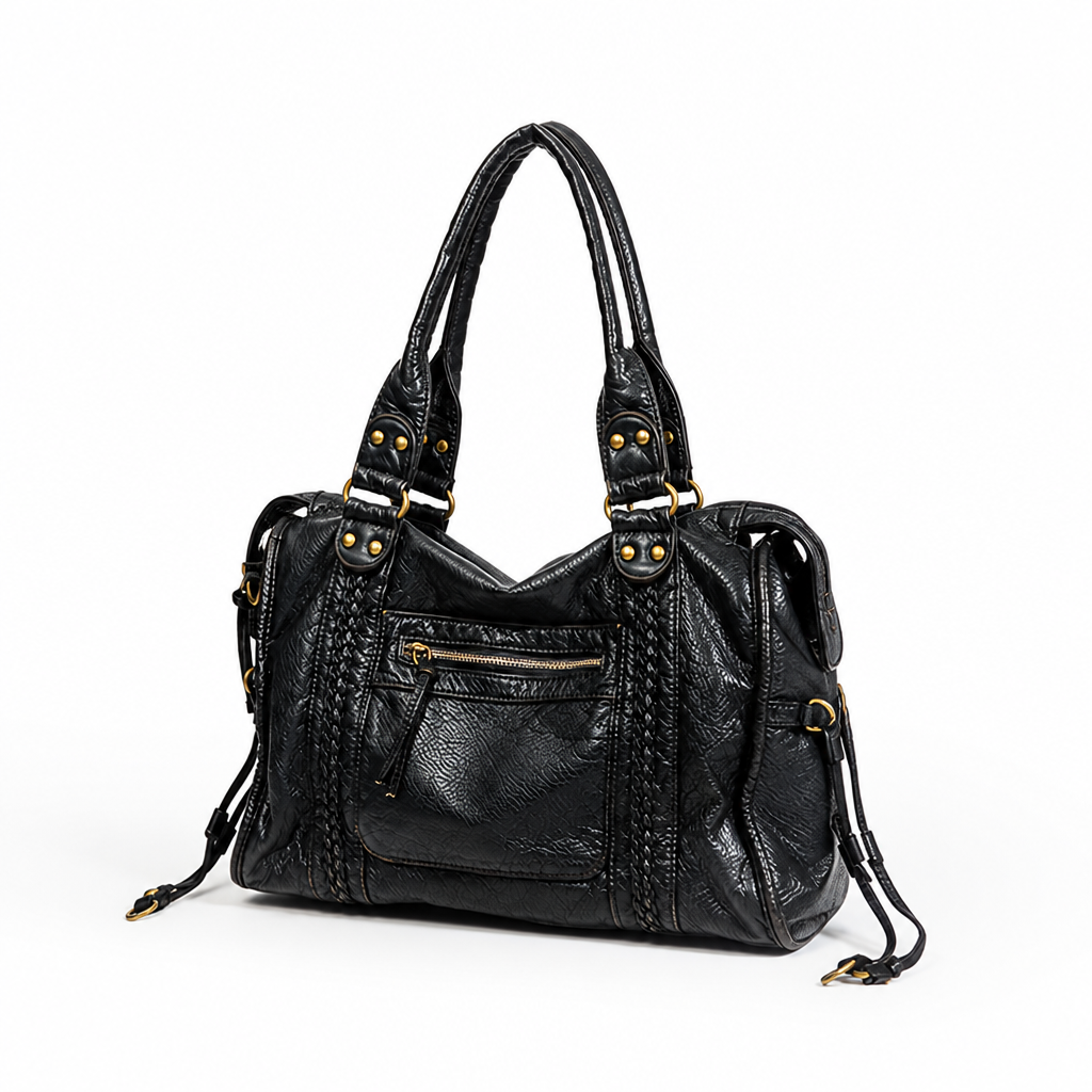 Premium Faux Leather Braided Strap Shoulder Bag (Convertible Crossbody)