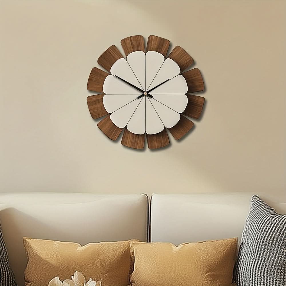 Round Wooden Wall Clock with Battery Operated Mechanism