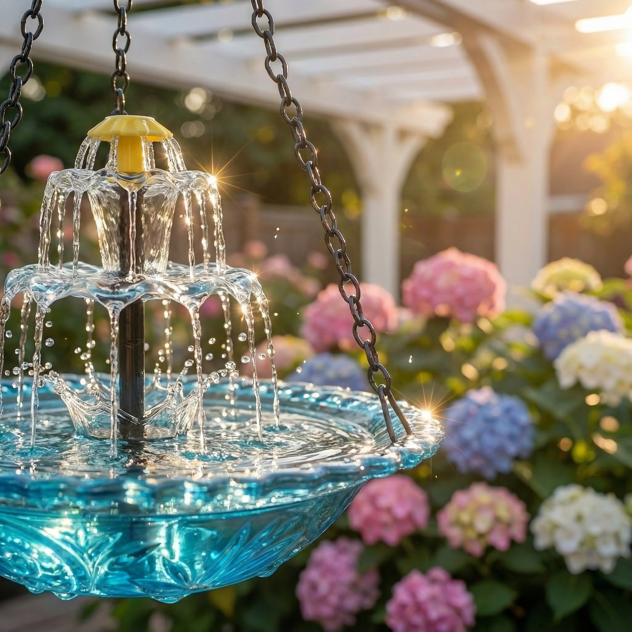 Hanging Wireless Solar Fountain with Bird Bath – Two-Stage Design
