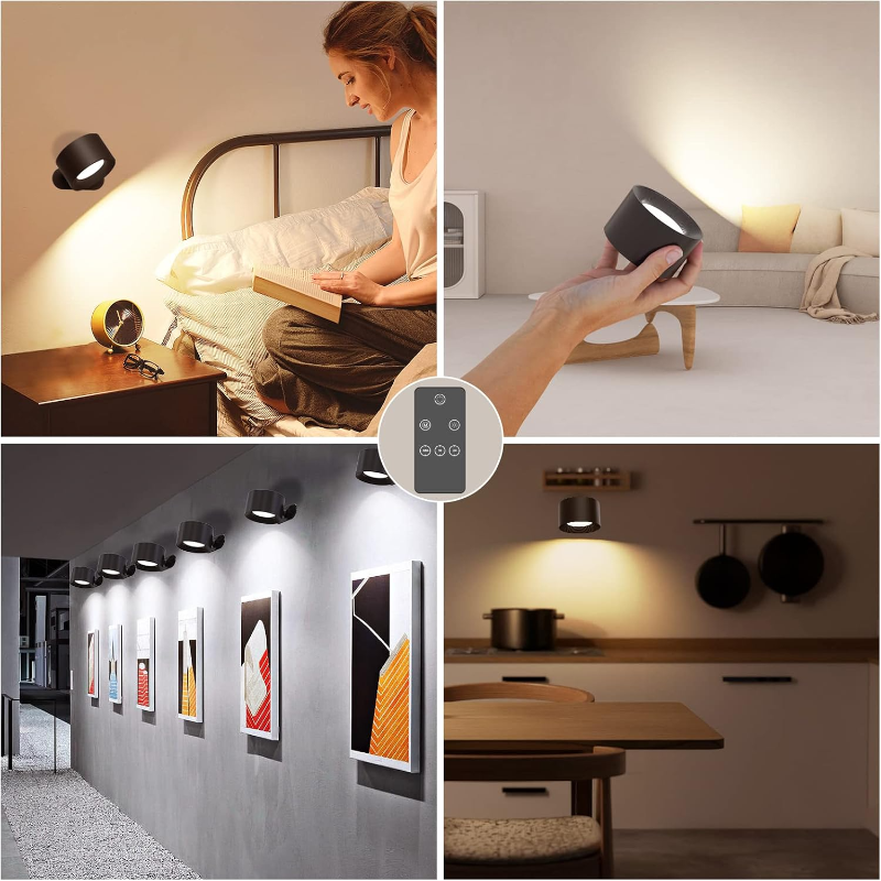 Rechargeable LED Wall Lamp with 360° Swiveling Head – Touch Control, Cordless Setup