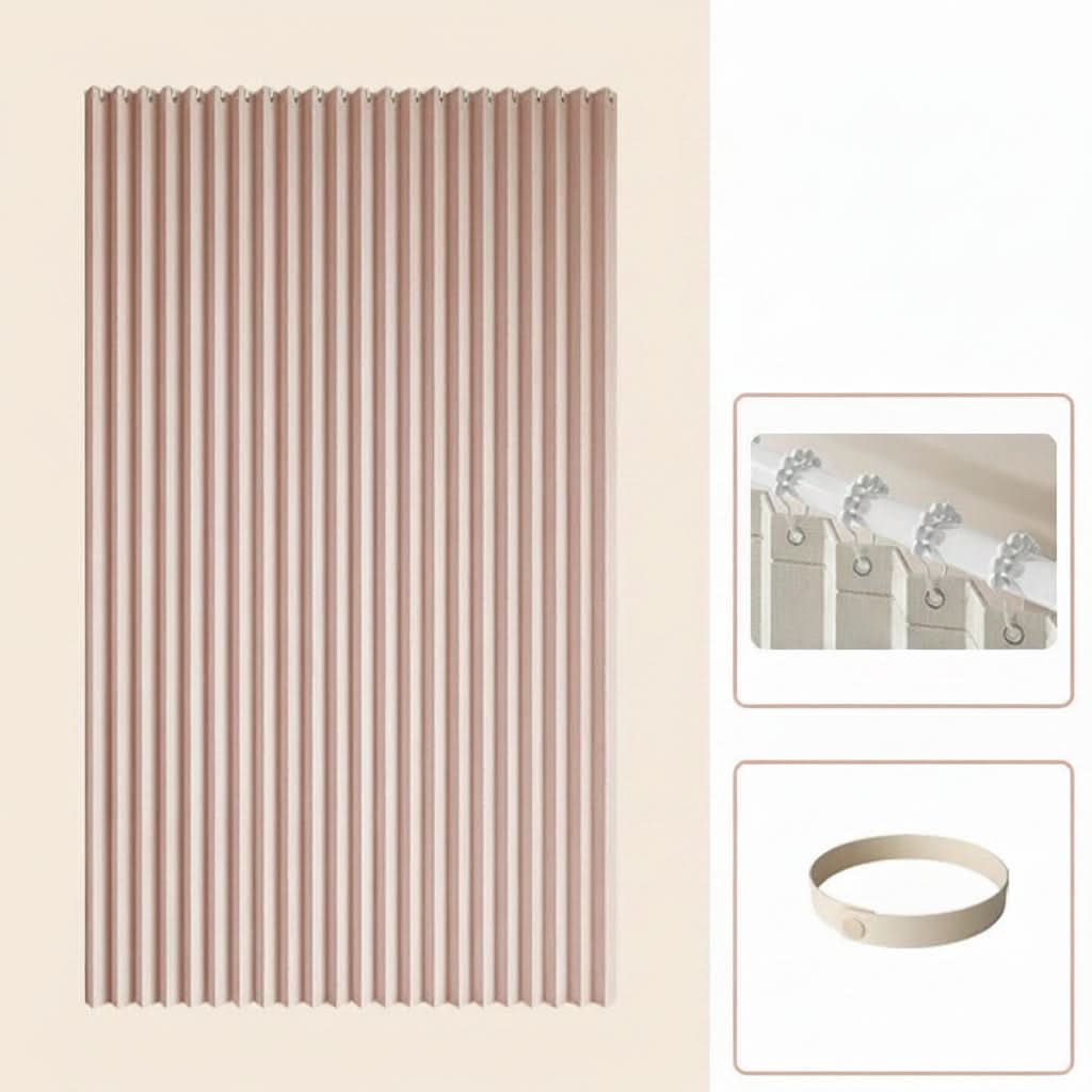Foldable Waterproof Shower Curtain with Magnetic Accordion Design