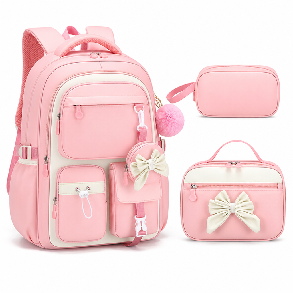 Large Capacity Lightweight Tablet-Compartment Backpack & Handbag Set (3-Piece Set)