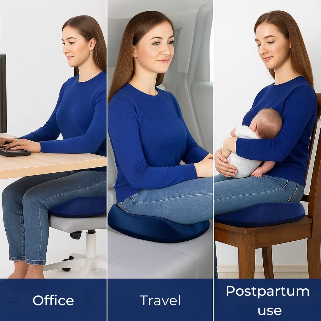 Donut-Shaped Memory Foam Seat Cushion with Washable Cover for Home, Travel, Office