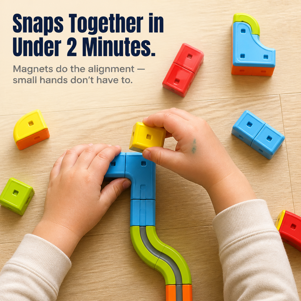 LuminaTrack™ — Connect Tracks with a Snap and Watch the Magnetic Train Glide