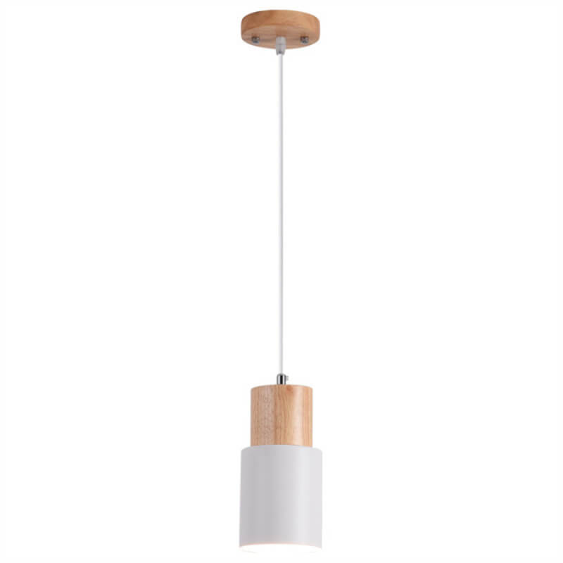 Industrial Style Pendant Light with Metal and Wood Elements