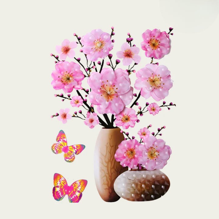 Self-Adhesive Wall Decor with Flower and Butterfly Stickers