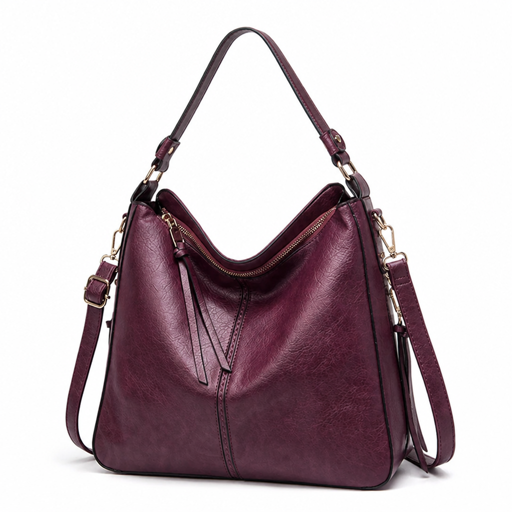 Genuine Leather Gold Hardware Hobo Shoulder Bag