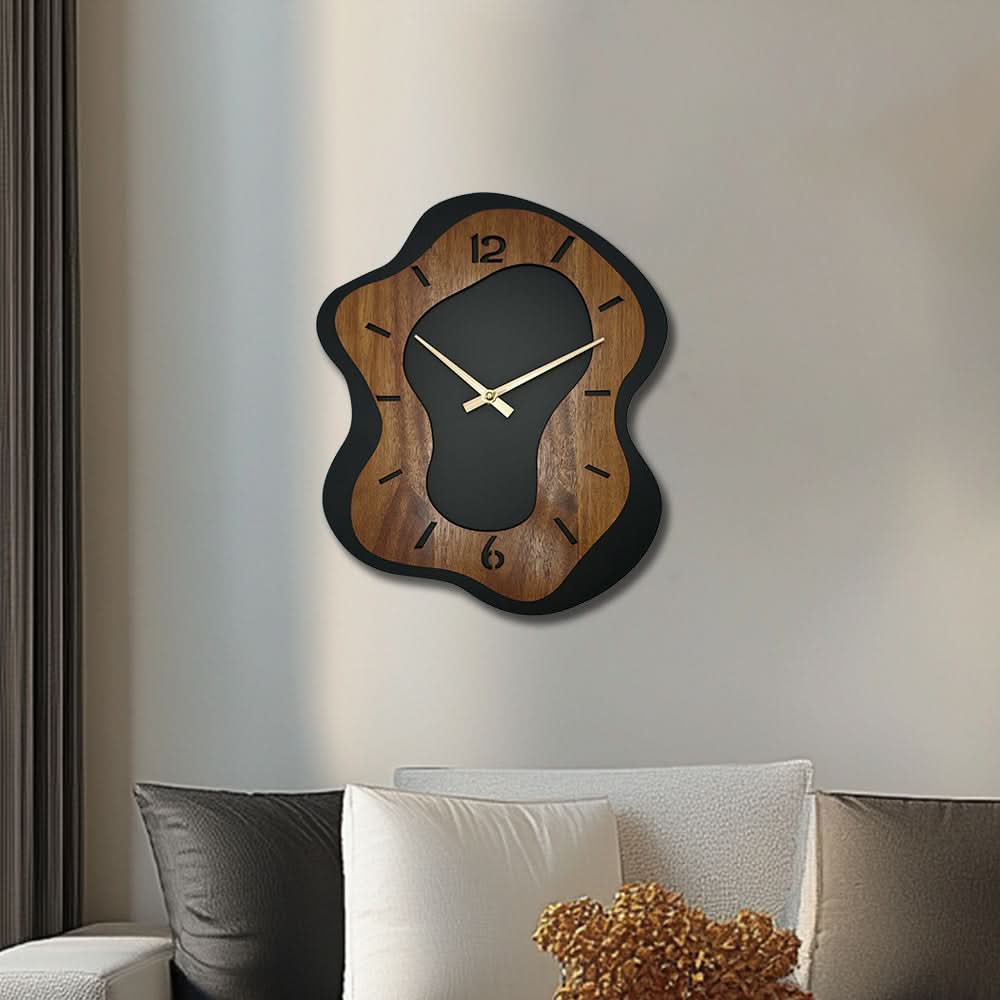Unique Wooden Wall Clock with Irregular Design and Battery Operated