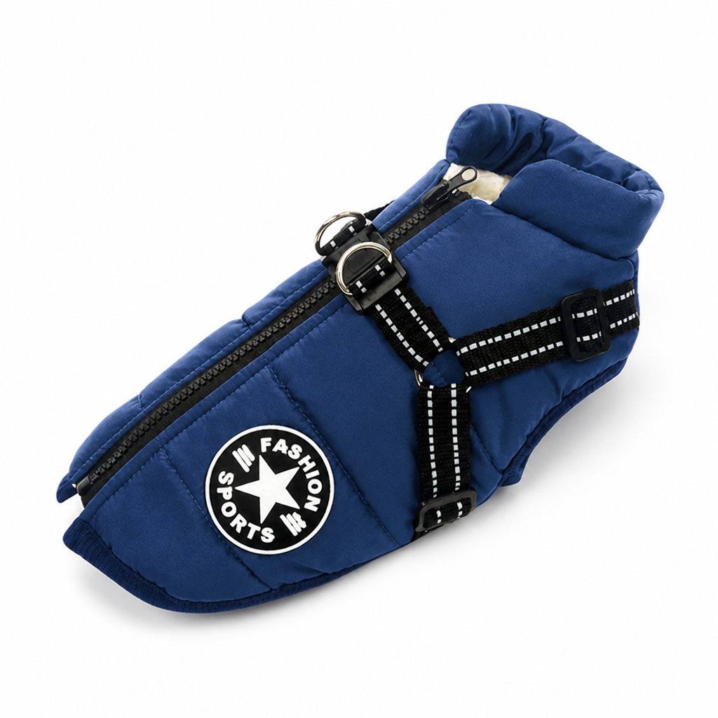 Waterproof Windproof Fleece-Lined Dog Coat (Integrated Harness)