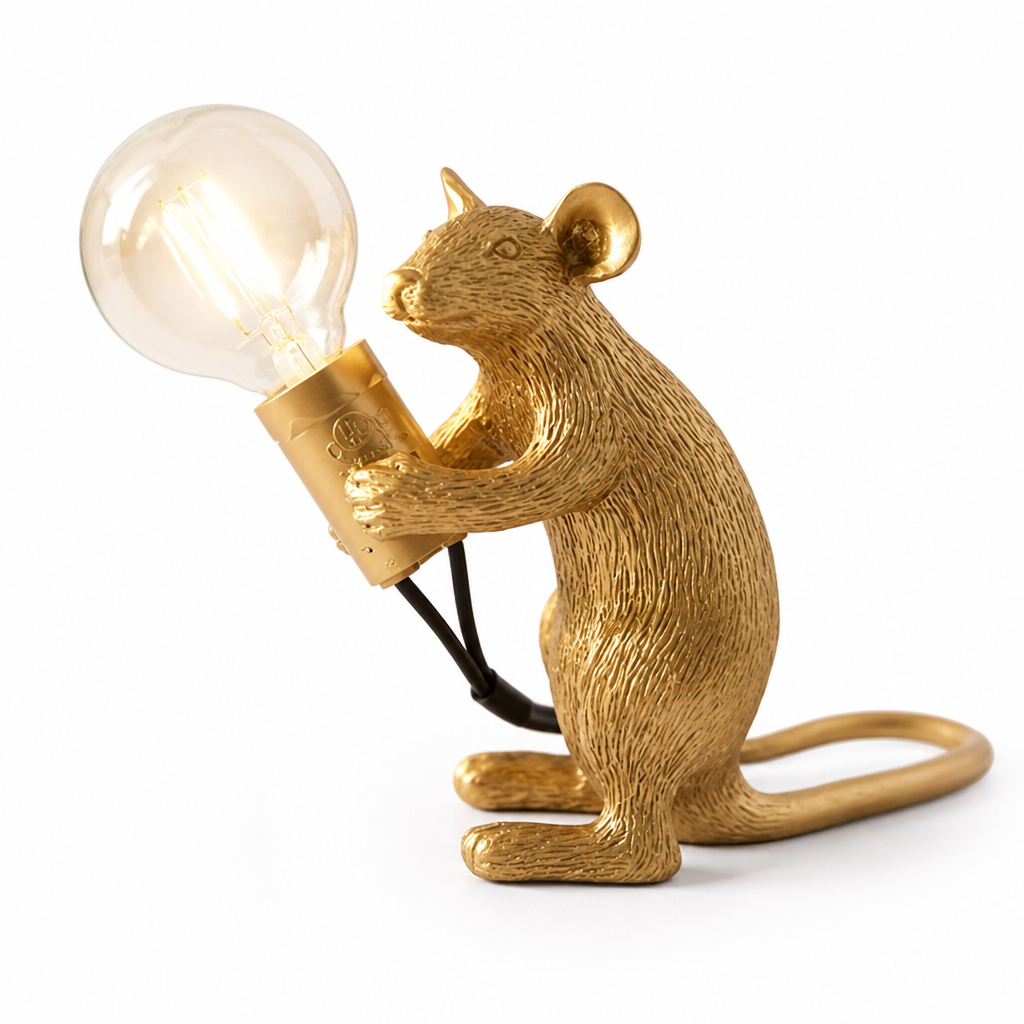 Playful Resin Warm LED Mouse Table Lamp