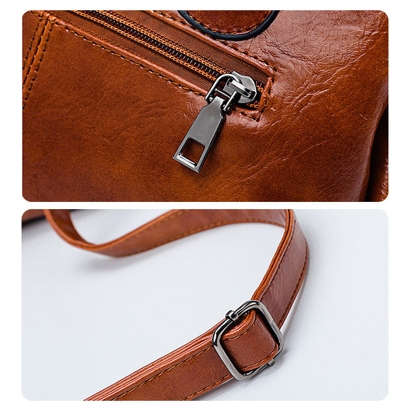 Soft Oiled Wax Leather Large Boston Tote Bag