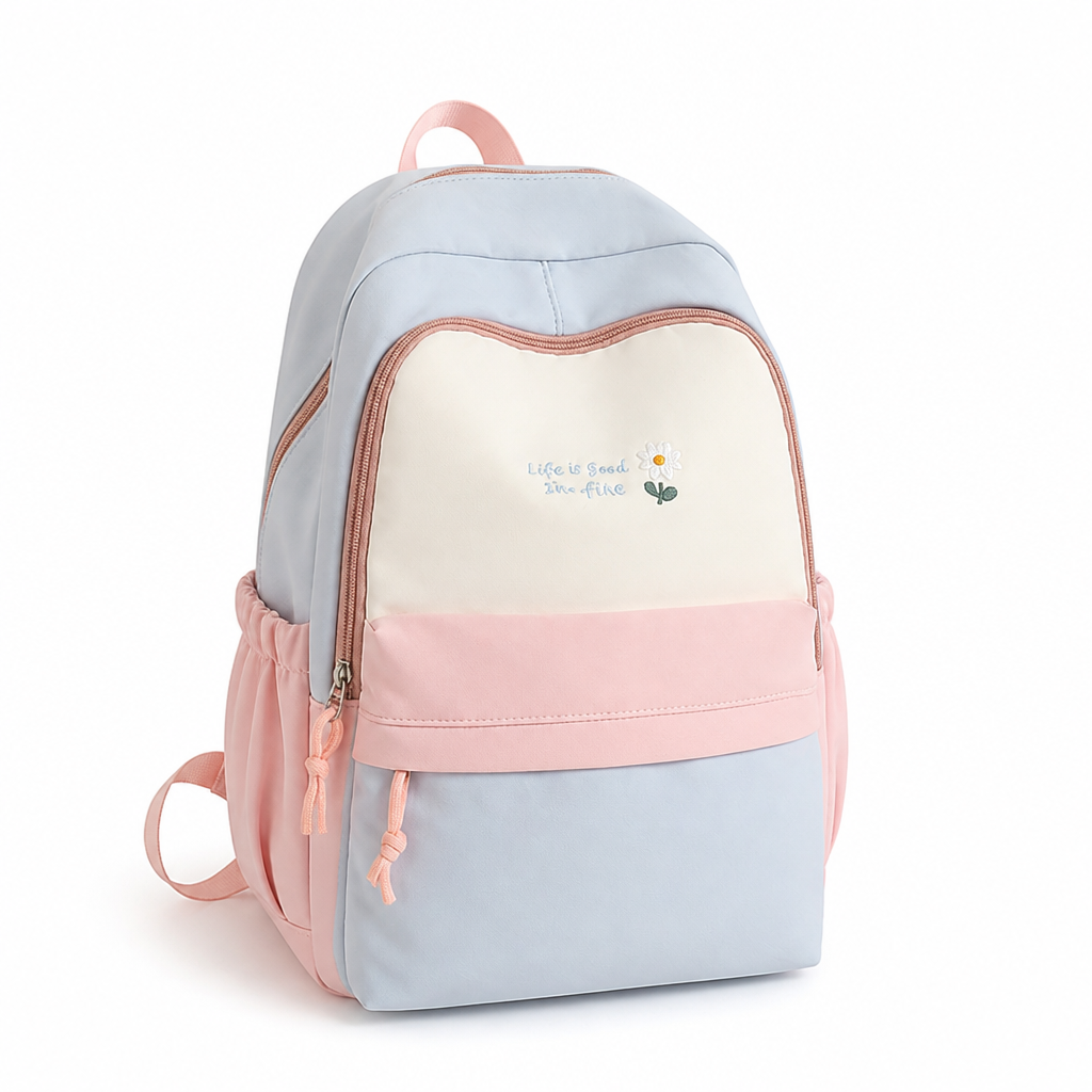 Lightweight Large Capacity Backpack (Daisy & Letter Print)
