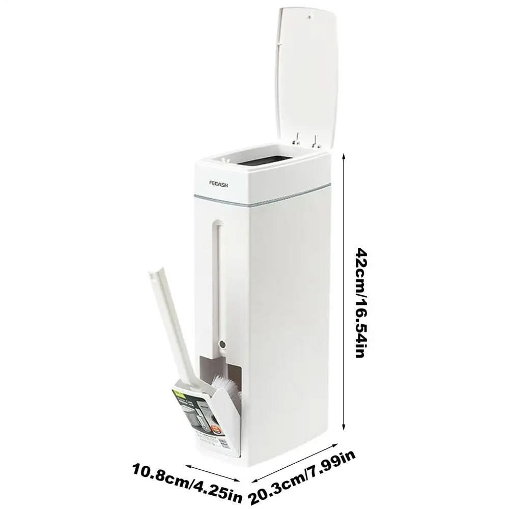 Slim Waste Bin with Concealed Toilet Brush Set