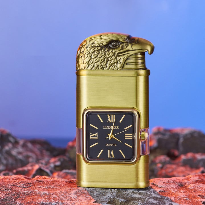 Vintage Style Lighter with Clock and Adjustable Flame