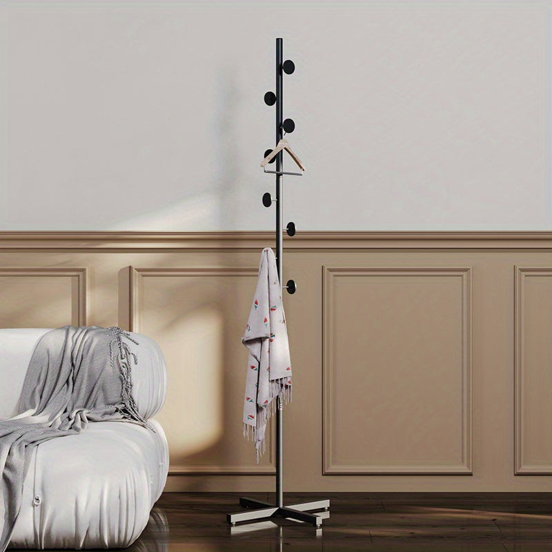 Freestanding Metal Garment Rack with Hooks for Coats and Bags