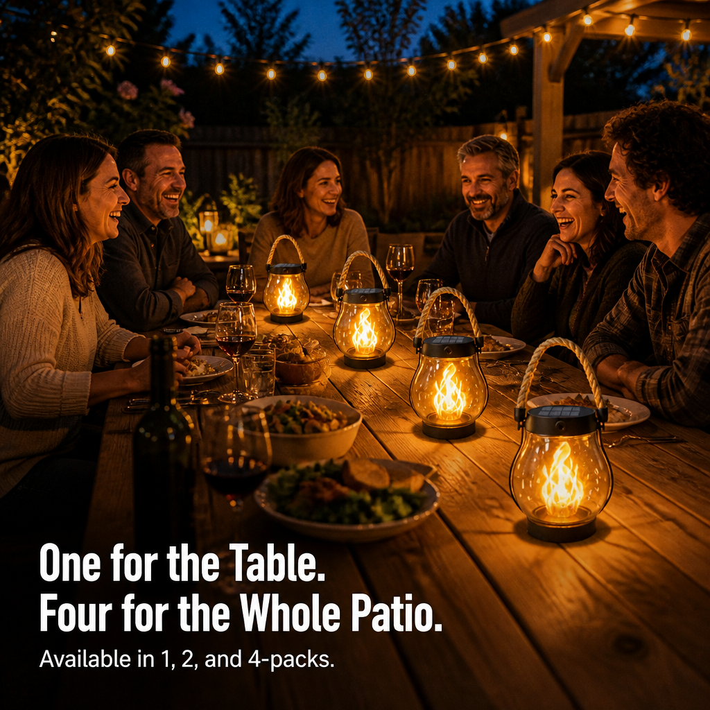 LumaFyre™ — Illuminate Your Patio All Night with Solar, No Wax or Wires