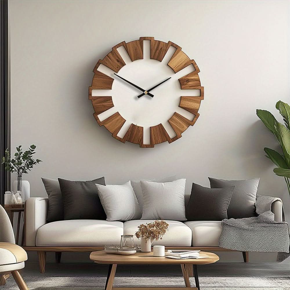 Wooden Wall Clock - Vintage Style with Silent Mechanism
